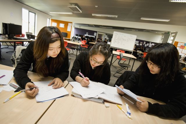 Japanese students studying.
